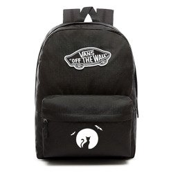 VANS Realm Backpack black VN0A3UI6BLK + Custom Halloween Cat