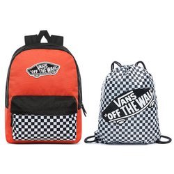  Vans Realm Paprika-Checkerboard Backpack - VN0A3UI6ZKF + Benched Bag