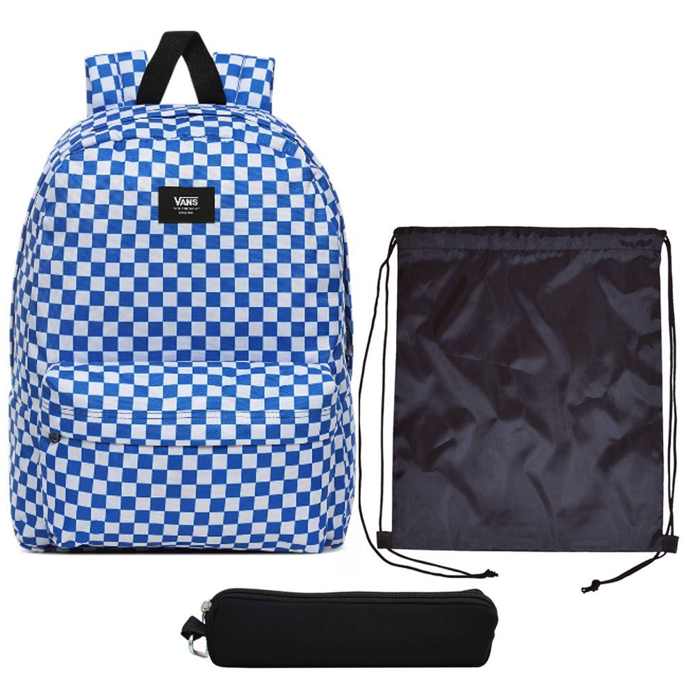 vans blue checkered backpack