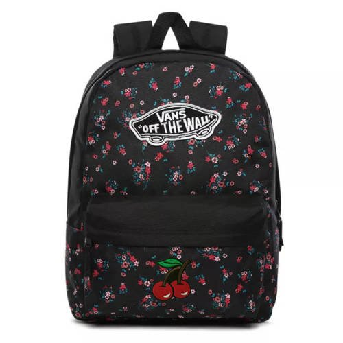 Vans Realm Beauty Floral Black Backpack Custom Cherry - VN0A3UI6ZX3
