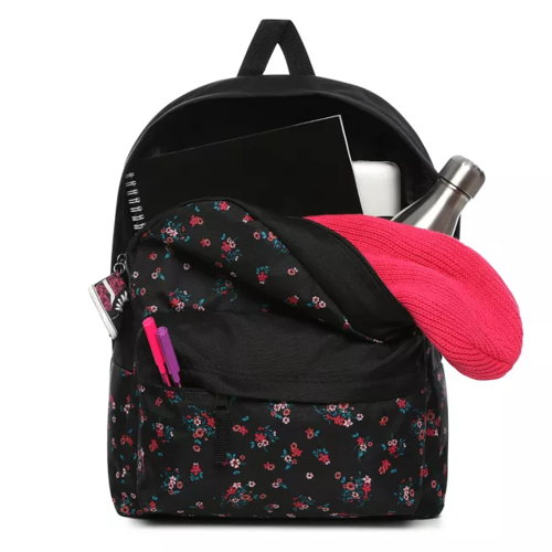Vans Realm Beauty Floral Black Backpack Custom Rose - VN0A3UI6ZX3