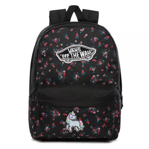 Vans Realm Beauty Floral Black Backpack Custom Unicorn - VN0A3UI6ZX3