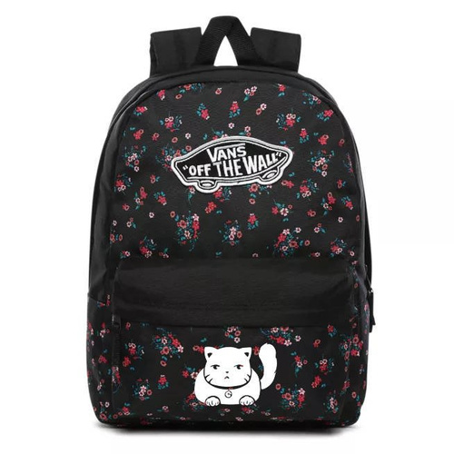 Vans Realm Beauty Floral Black Backpack Custom Cat - VN0A3UI6ZX3