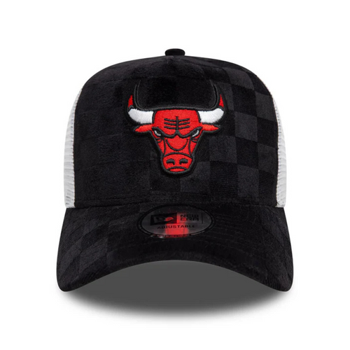 New Era 9FORTY Chicago Bulls Tonal Check Black A-Frame Trucker - 60595264