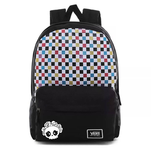 Vans Glitter Check Realm Sac à dos Custom Hallowenn Skull - VN0A48HGUX9