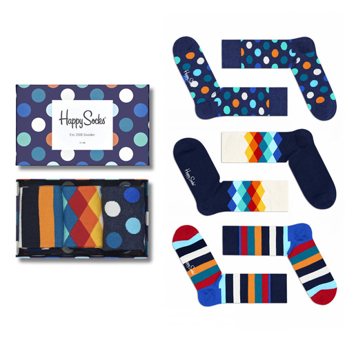 Giftbox 3-pak Happy Socks Classic Mix Gift - XMIX08-6000