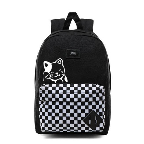 Vans Realm Backpack New Skool Checkerboard VN0002TL2OB + Custom Cat